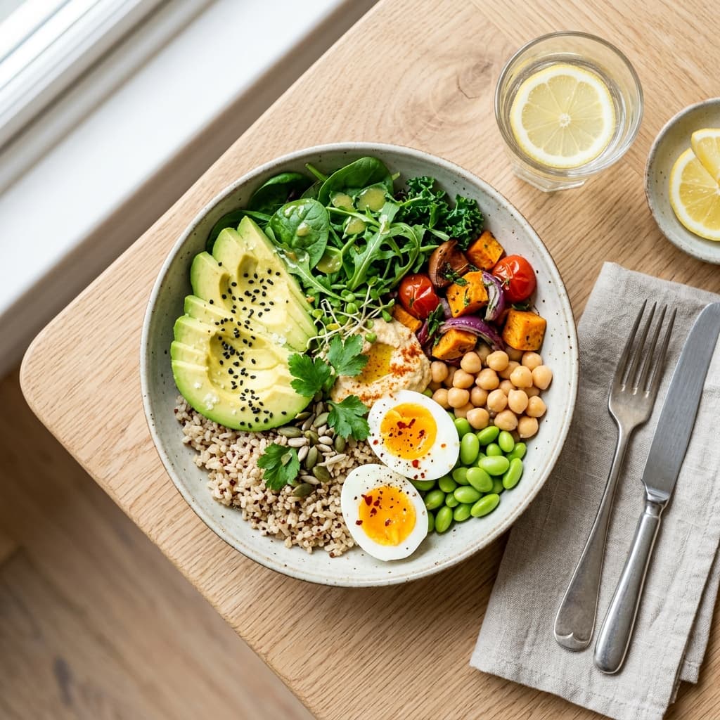 Plato de comida saludable y balanceado